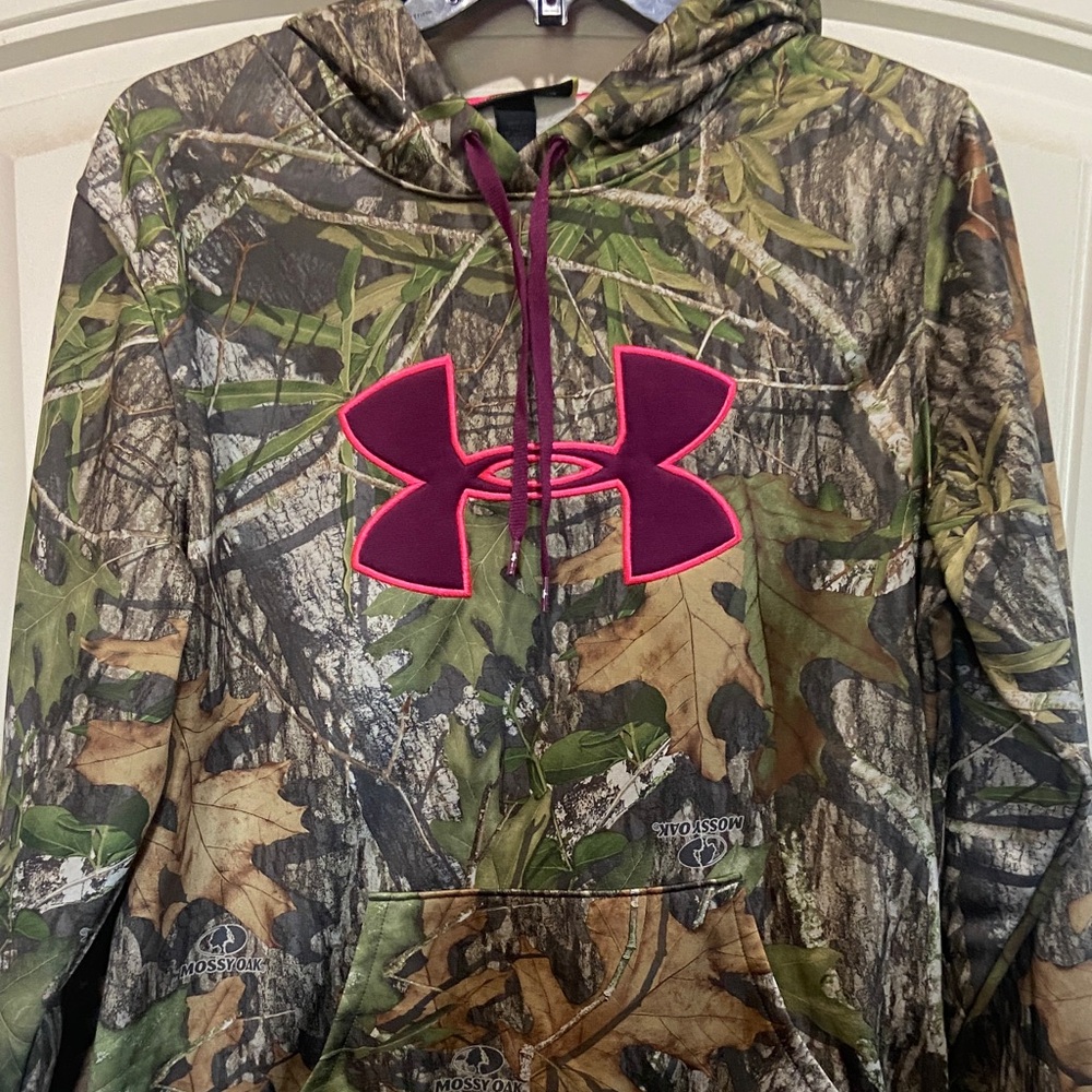 Under Armour Forest Camo Hoodie with Magenta Logo
